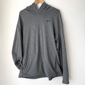 Nike Training Men’s Mélange Dri-Fit Pull-Over Hoodie-Heather Gray Men’s Size XL